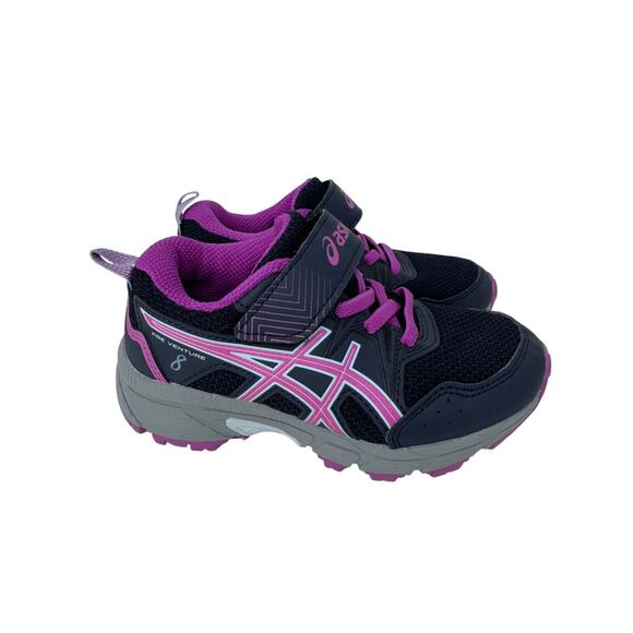 Asics Pre Venture 8 PS Running Shoes Unisex Kids Size 10 Black Purple 1014A170 - Picture 1 of 9